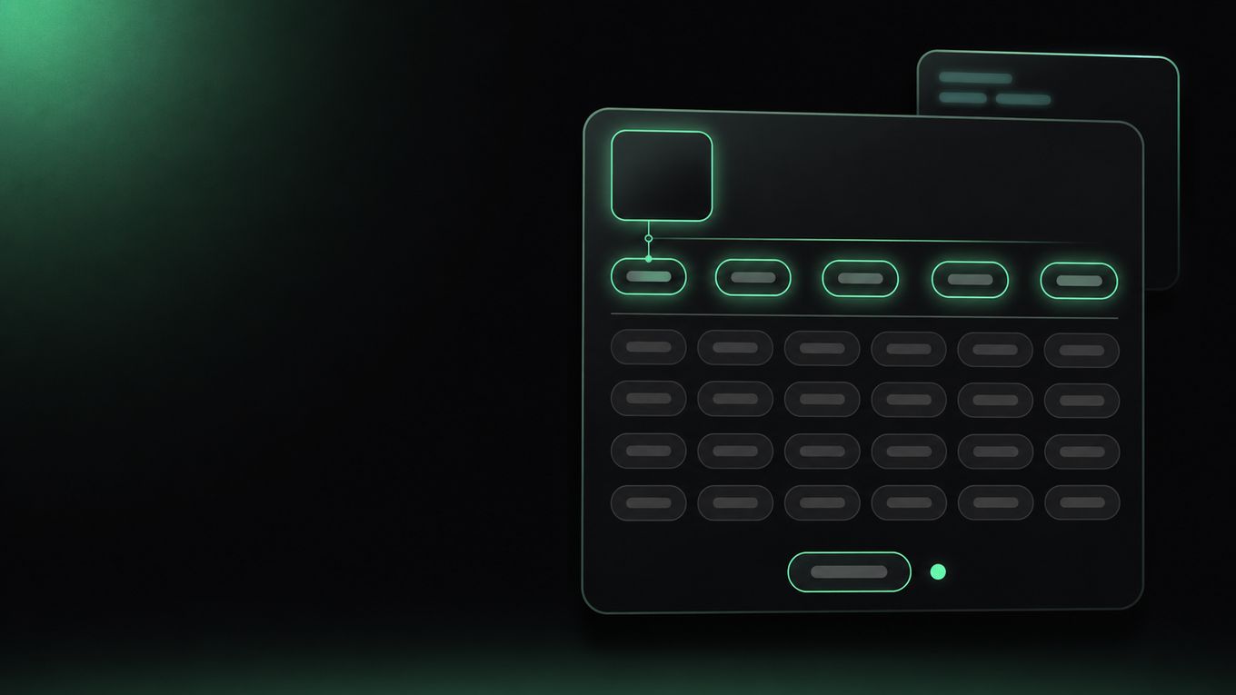 A dark interface card showing a photo thumbnail feeding a long grid of keyword chips, with most chips dimmed and only a few lit, illustrating raw tags being filtered down to usable metadata