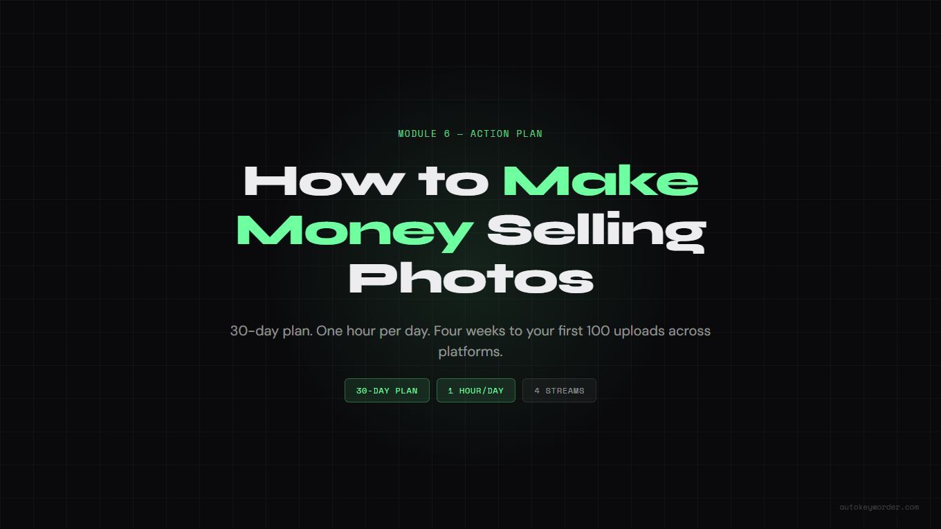 How to Make Money Selling Photos: 30-Day Action Plan (2026)