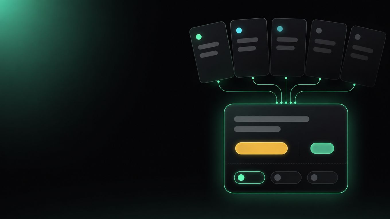 A dark interface card showing several model tiles feeding into one billing pill, illustrating a platform that resells other companies' AI models